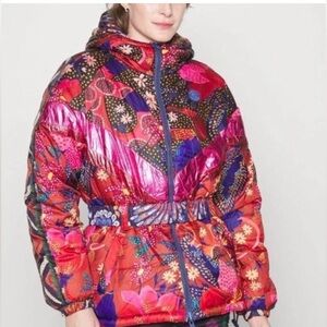 Farm Rio reversible puffer jacket coat.  Size m medium with belt